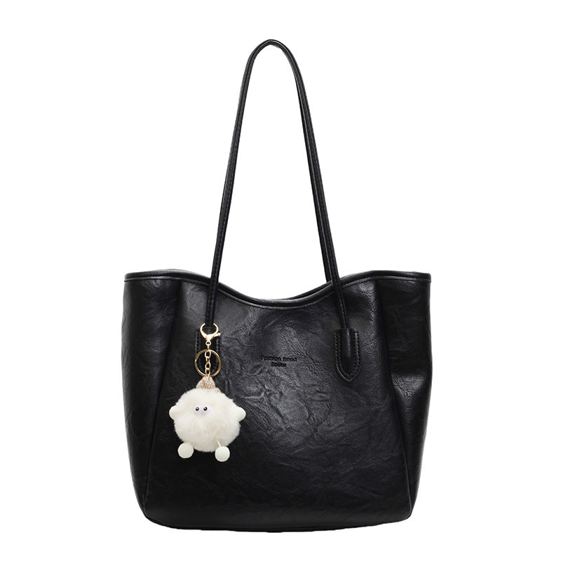 Women's Tote Bag with playful faux fur pendant-https://detail.1688.com/offer/1036152849432.html-Calm Wears-Braun-Size: With pendant-Calm Wears