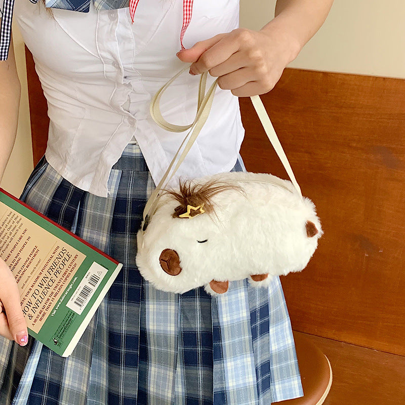 Plush Shoulder Bag with Cute Animal Design