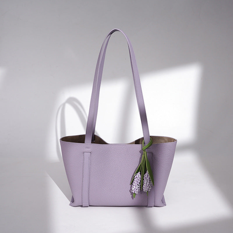 Ladies stylish tote bag with floral pendant-https://detail.1688.com/offer/1021056673078.html-Calm Wears-Lavender-29-Calm Wears