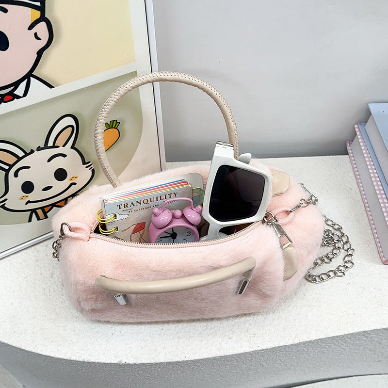Plush handbag with animal design