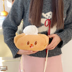 Plush Shoulder Bag with Unique Animal Motif