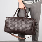 Premium Woven Leather Weekender Bag
