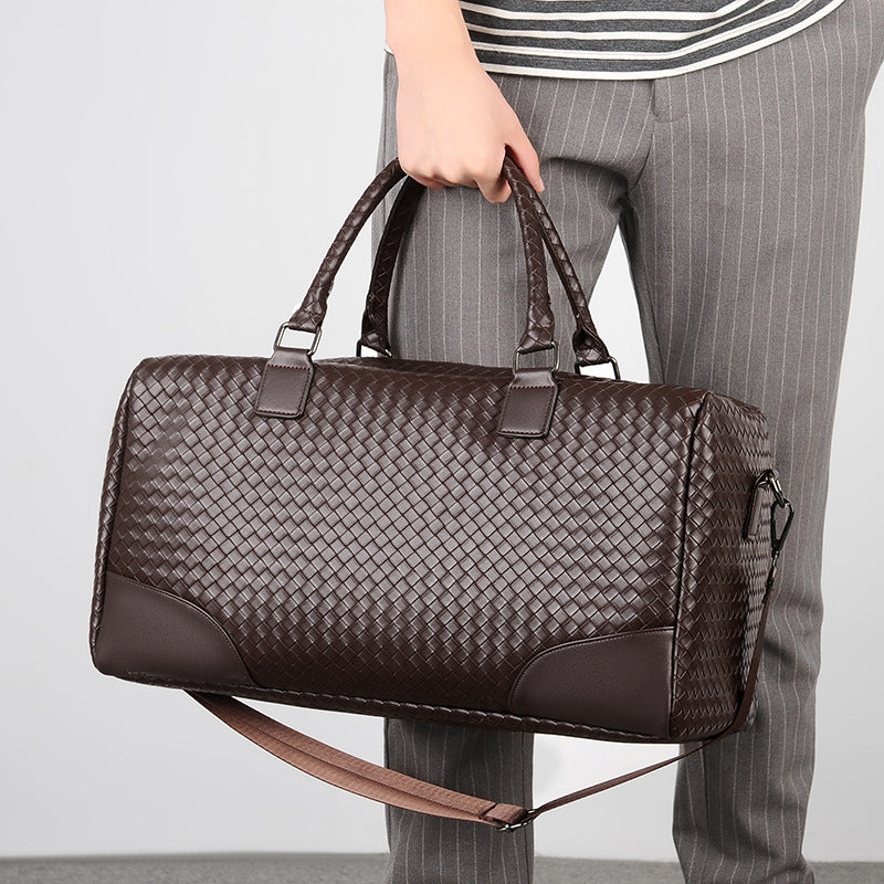 Premium Woven Leather Weekender Bag
