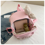 Plush backpack with high-quality surface structure