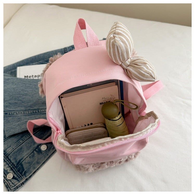 Plush backpack with high-quality surface structure