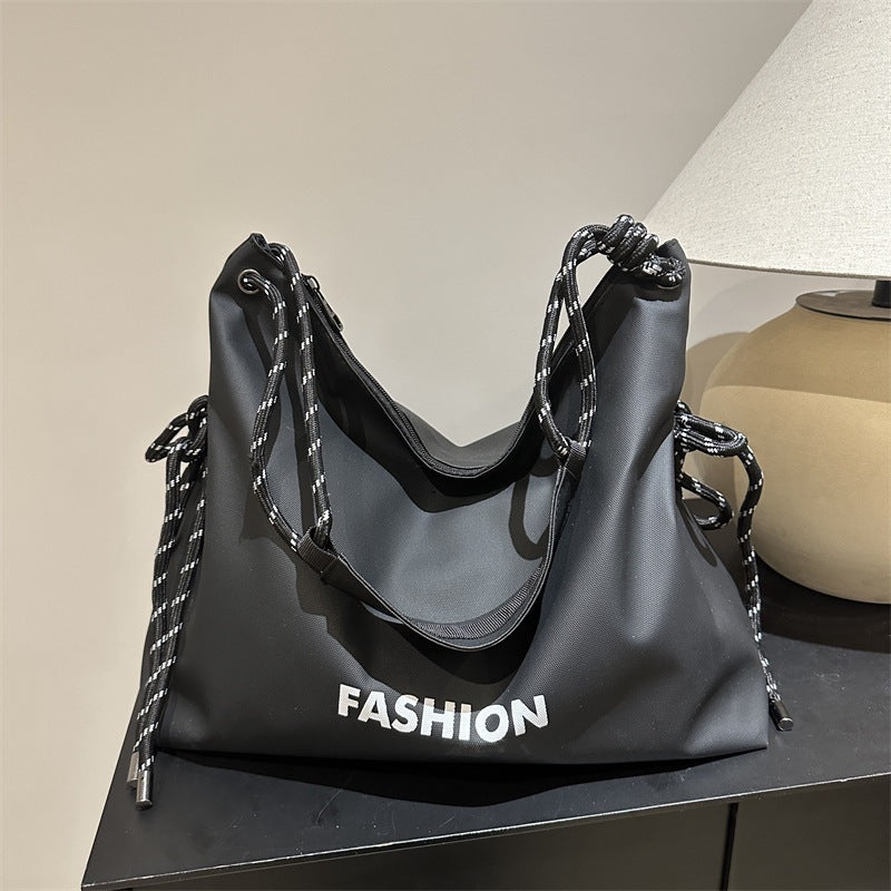 Women's stylish tote bag with braided drawstring-https://detail.1688.com/offer/1000595089868.html-Calm Wears-Black-nothing-Calm Wears