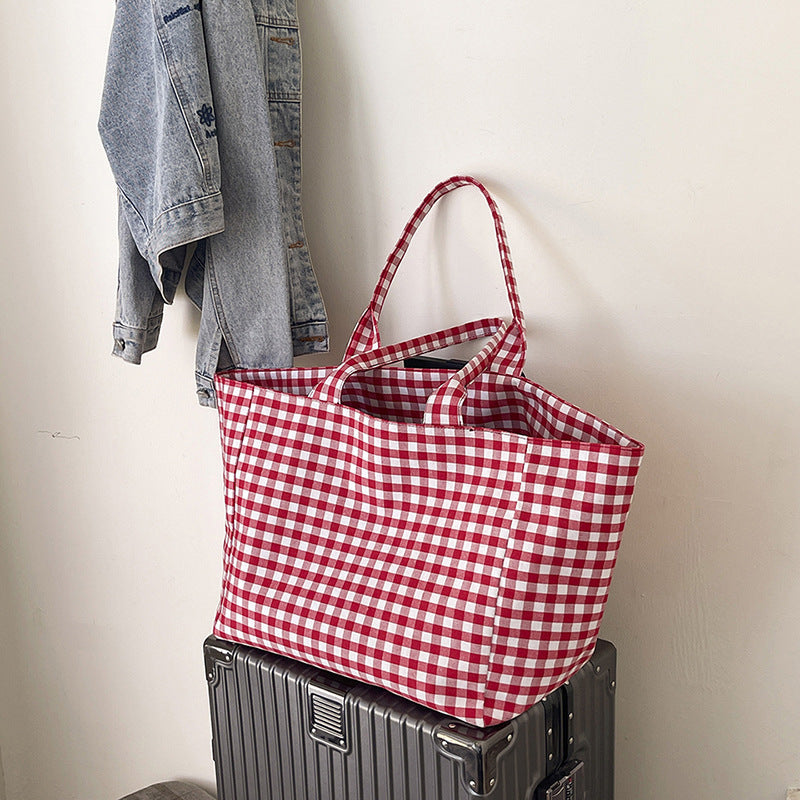 Stylish Checked Utility Tote Bag