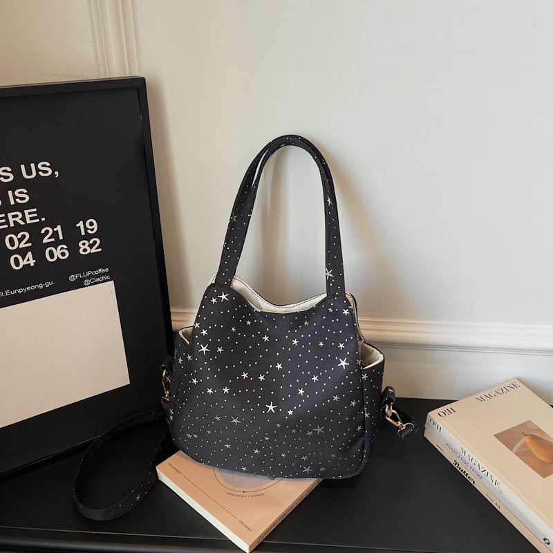 WoStar-Patterned Canvas Hobo Bag