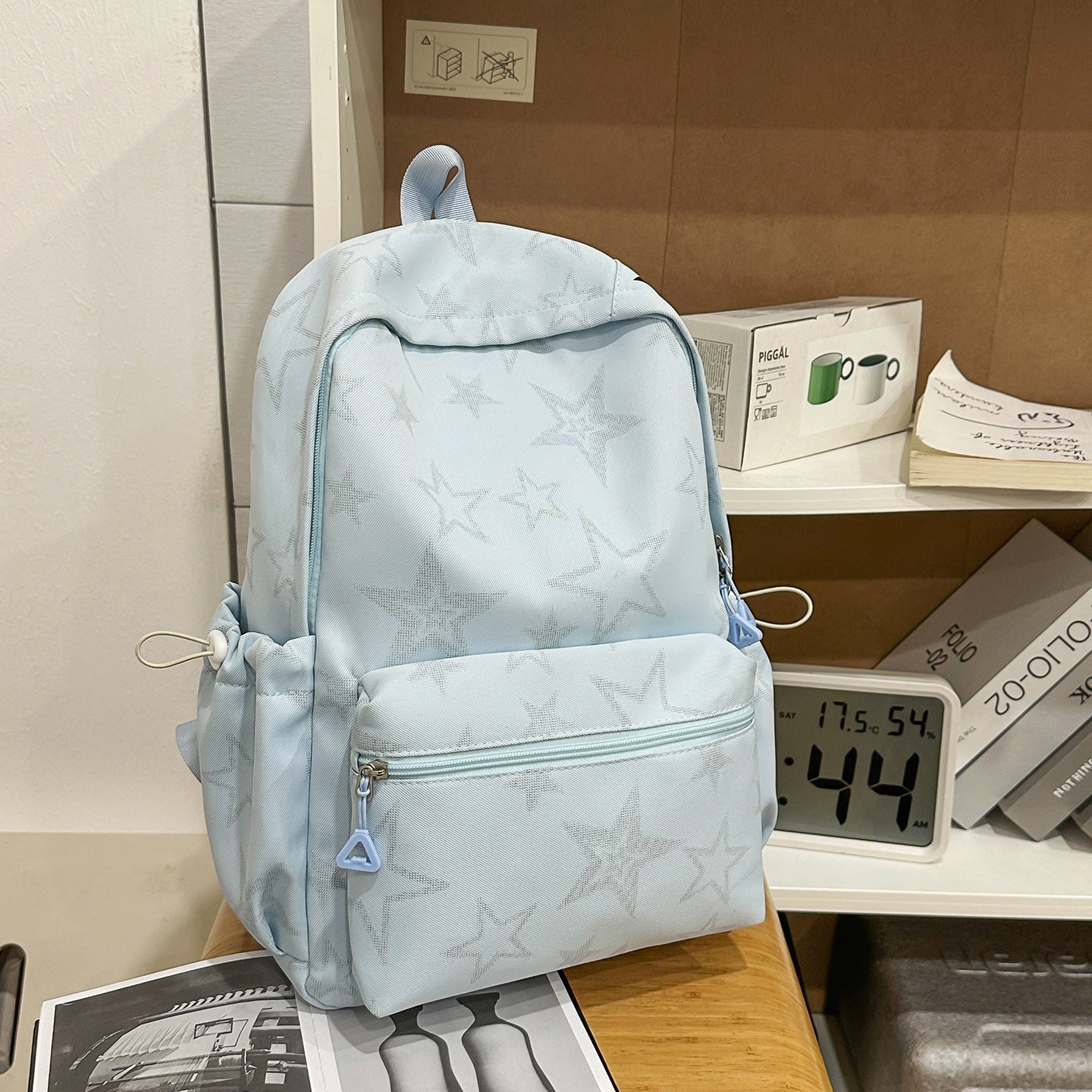Stylish Star-Embellished Casual School Backpack-https://detail.1688.com/offer/1042191709109.html-Calm Wears-Blue-Calm Wears