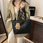 Woven Leather Shoulder Tote Bag