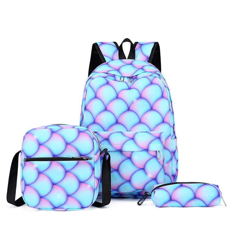 Stylish backpack with matching crossbody bag and pencil case