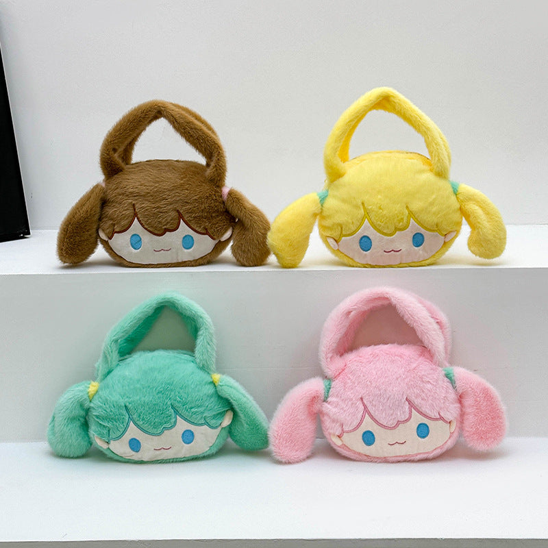Playful plush handbag with ears and character design