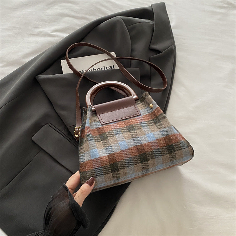 Plaid Structured Mini Handbag