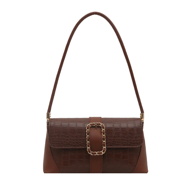 Crocodile Patterned Chain Strap Handbag