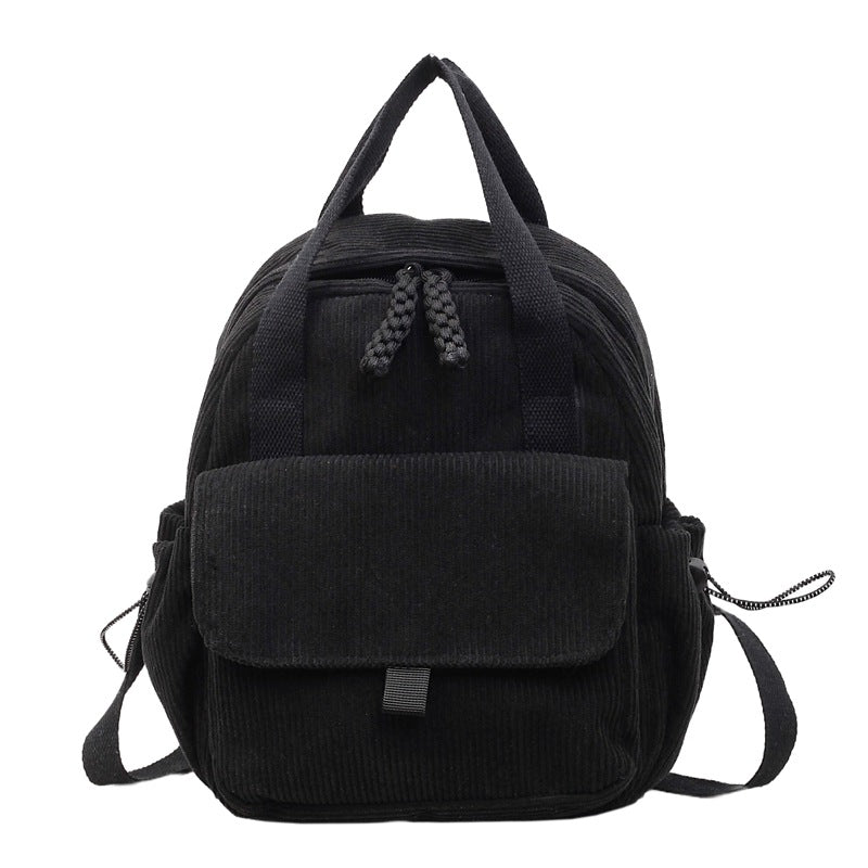 Cord-Backpack with Multiple Compartments and Reinforced Bottom