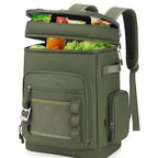 Insulated cooler backpack with multiple compartments and ergonomic carrying system