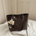 Women's classic tote bag with charming plush toy pendant-https://detail.1688.com/offer/1049019114052.html-Calm Wears-Coffee-Size: Without pendant-Calm Wears