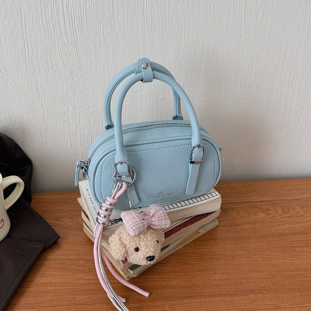 Women's mini handbag with removable teddy keychain