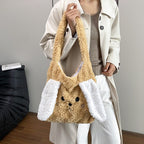 Cute Animal-Themed Plush Tote Bag