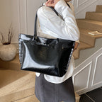 Ladies stylish Tote Bag with fashionable detail-https://detail.1688.com/offer/995351691155.html-Calm Wears-Black-nothing-Calm Wears