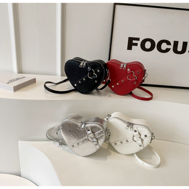Shoulder bag for - Heart-shaped crossbody bag in eye-catching design with strap closure-Calm Wears-Beige-Calm Wears
