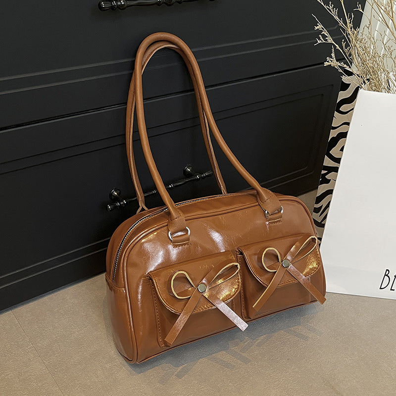 Stylish Multifunctional Handbag with Bow Detail