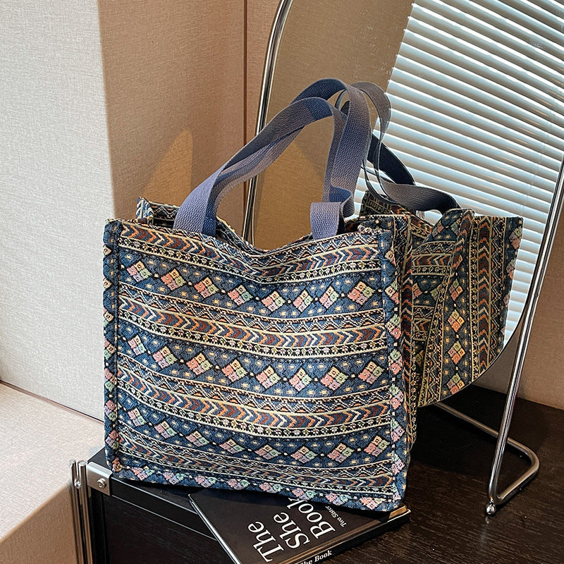 Women's shopping bag with artistic ethnic pattern-https://detail.1688.com/offer/921041996592.html-Calm Wears-Blue-nothing-Calm Wears