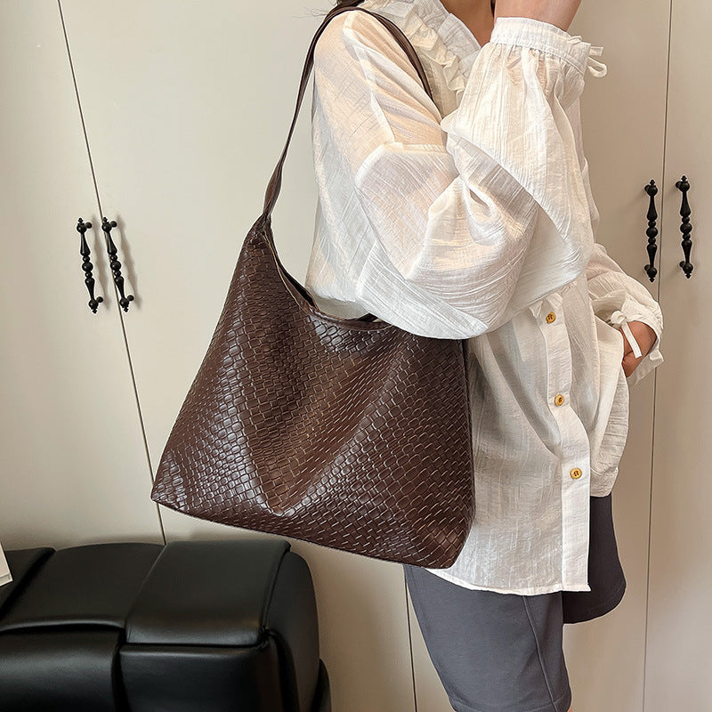 Sleek Textured Leather Hobo Handbag