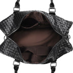 Woven Leather Weekender Duffel Bag