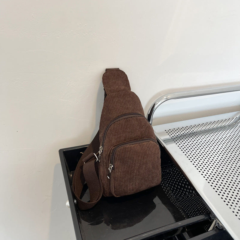 WoMulti-Compartment Corduroy Sling Bag