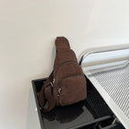 WoMulti-Compartment Corduroy Sling Bag