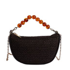 Stylish Woven Handbag with Beaded Handle