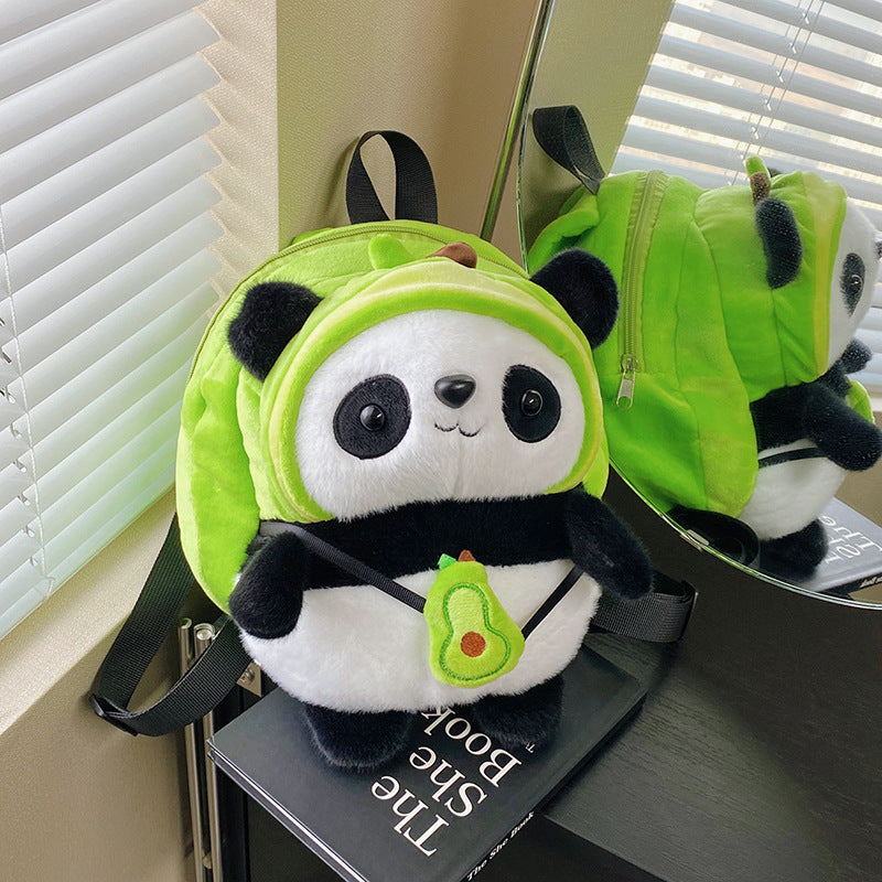 Plush backpack with panda design