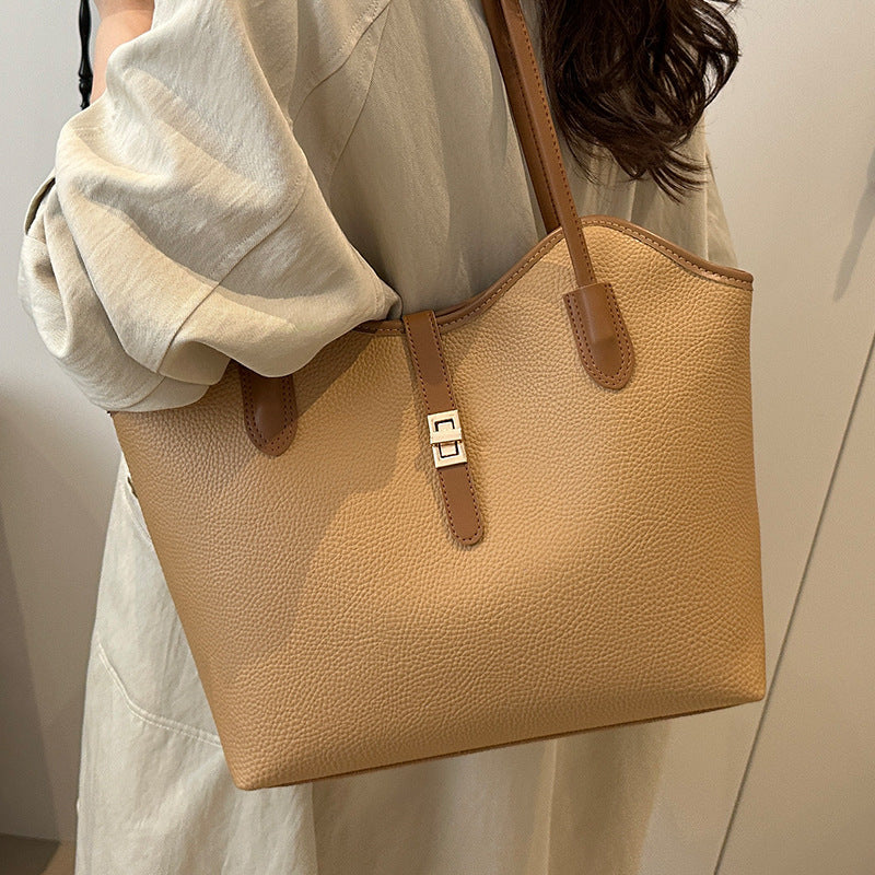 Ladies tote bag made of high-quality leather with elegant design-https://detail.1688.com/offer/981975684283.html-Calm Wears-Cream-nothing-Calm Wears