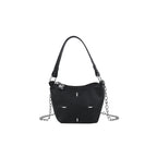 Women's mini handbag with shiny chain and textured upper material