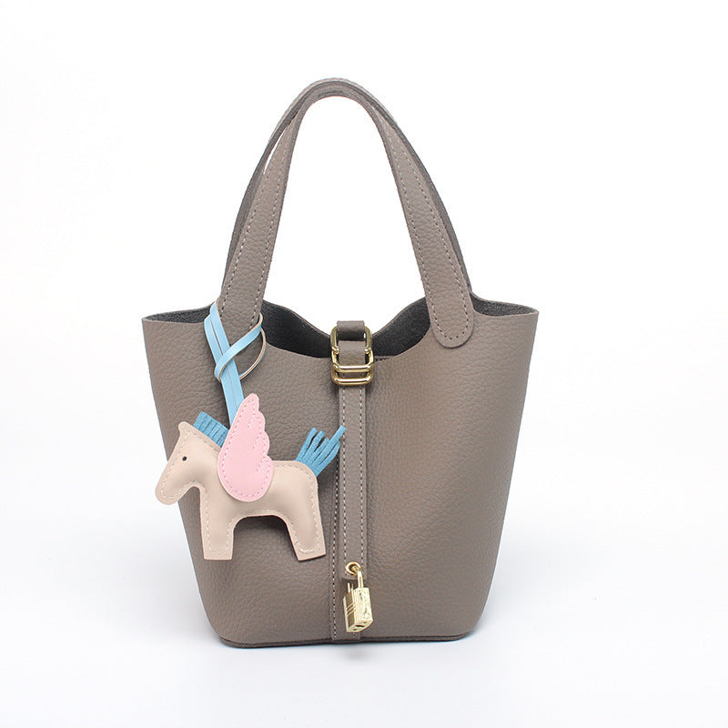 Women's hobo bag with removable mini organizer and charming animal pendant