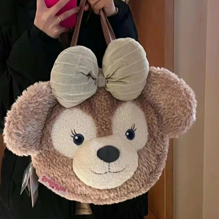 Plush handbag with bear head design