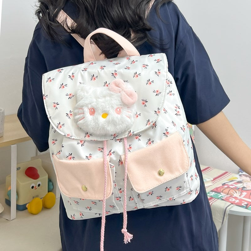 Plush backpack with playful animal motif