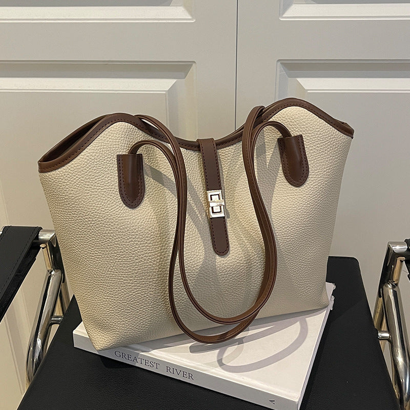 Ladies tote bag made of high-quality leather with elegant design-https://detail.1688.com/offer/981975684283.html-Calm Wears-Cream-nothing-Calm Wears