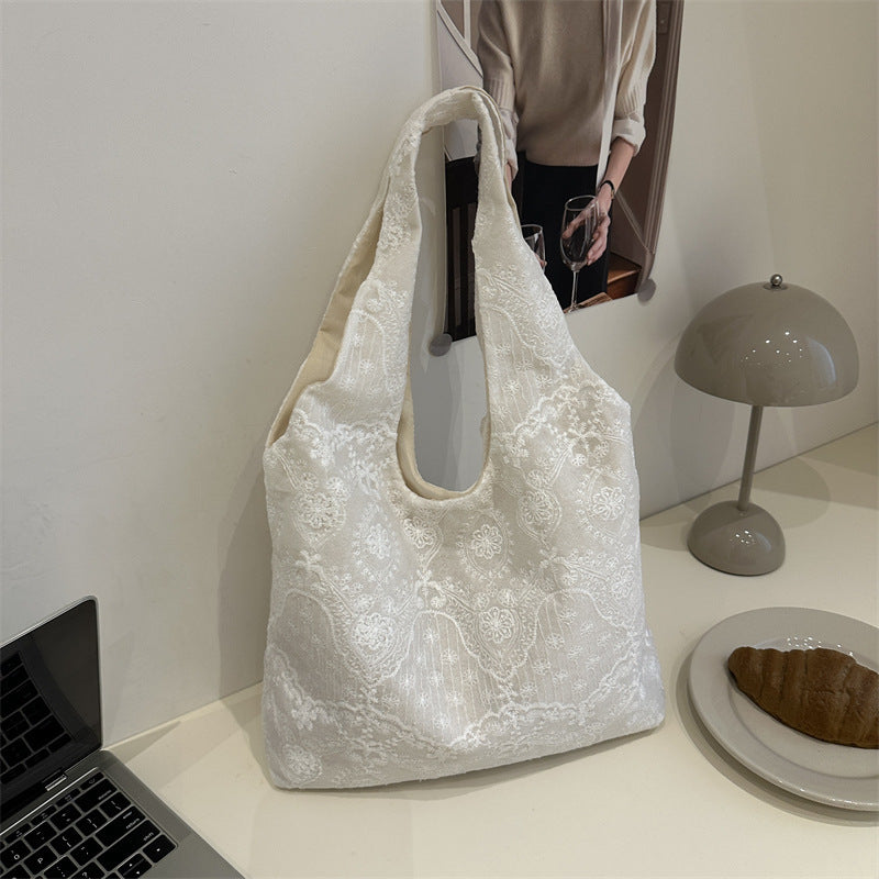 Elegant Lace-Trimmed Shoulder Bag