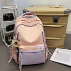Backpack with Cute Animal Pendant and Practical Compartments