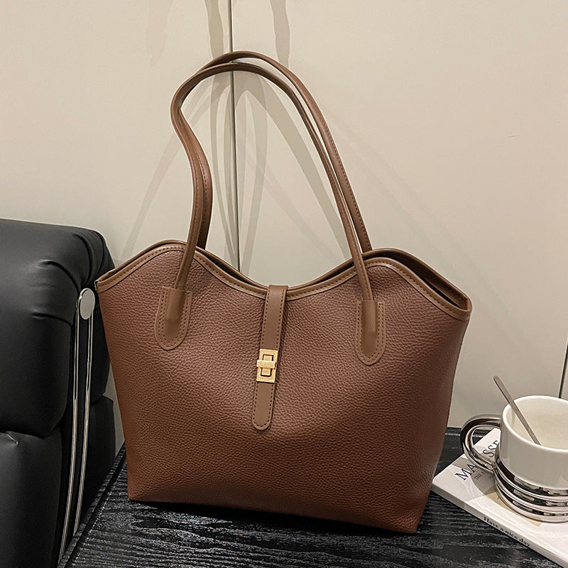 Ladies tote bag made of high-quality leather with elegant design-https://detail.1688.com/offer/981975684283.html-Calm Wears-Coffee-nothing-Calm Wears