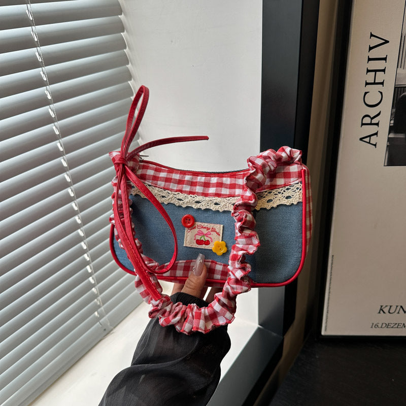 Retro Gingham Mini Crossbody Bag