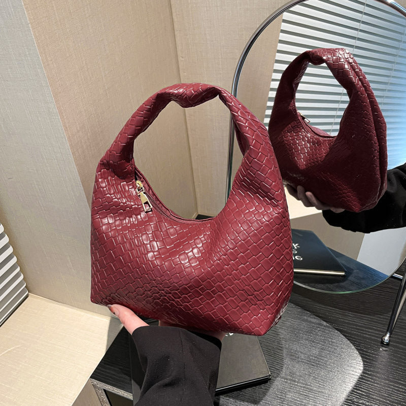 Textured Faux Leather Hobo Bag