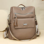 Stylish Multi-Pocket Leather Backpack  1788673935
