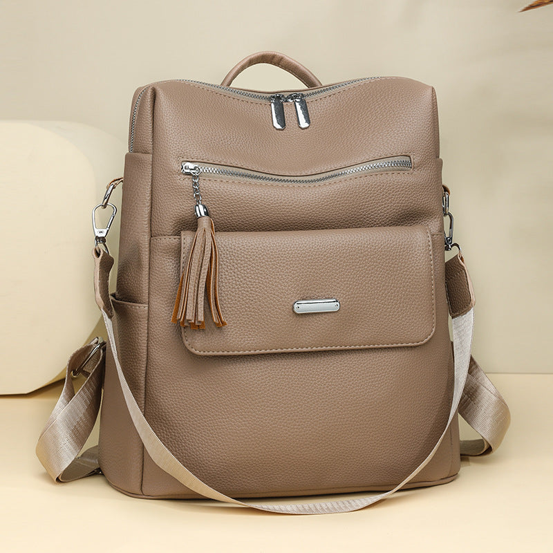 Stylish Multi-Pocket Leather Backpack  1788673935
