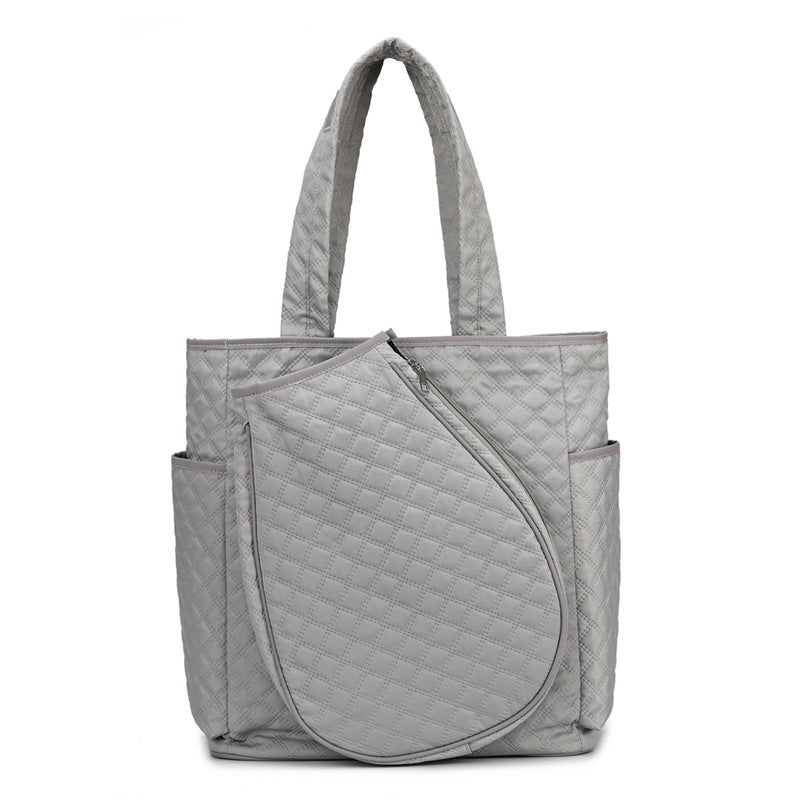 Quilted Multi-Pocket Tote Bag