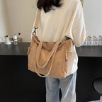 Multi-Pocket Canvas Tote Bag