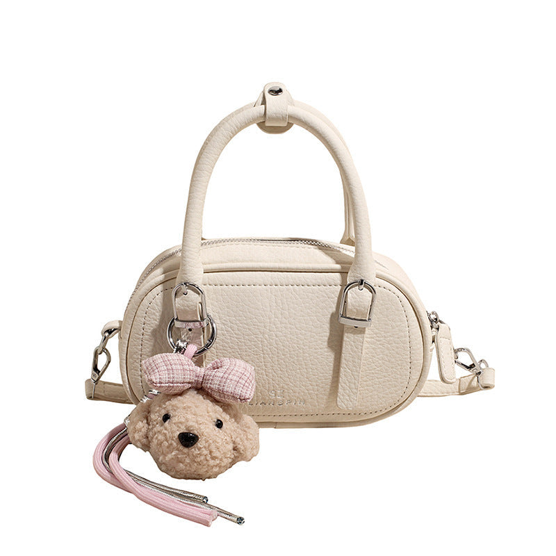 Women's mini handbag with removable teddy keychain-https://detail.1688.com/offer/1046027533854.html-Calm Wears-Beige-Size: With pendant-Calm Wears