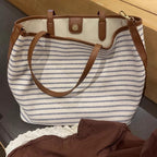 Striped Canvas Tote Bag